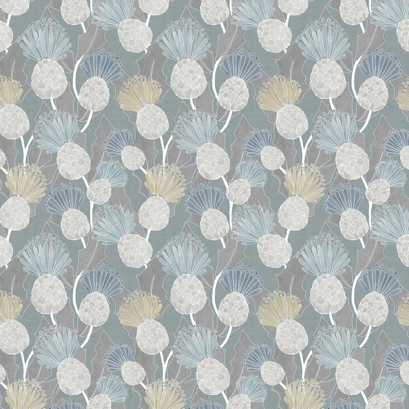 Voyage Maison Reyne Printed Cotton Fabric in Duck Egg