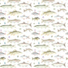 Voyage Maison River Fish Large Printed Linen Fabric in Cream