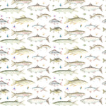 Voyage Maison River Fish Large Printed Linen Fabric in Cream