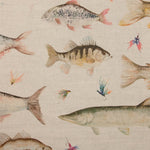 Voyage Maison River Fish Large Printed Linen Fabric in Natural