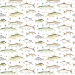 Voyage Maison River Fish Large Printed Linen Fabric in Natural