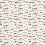 Voyage Maison River Fish Printed Linen Fabric in Cream