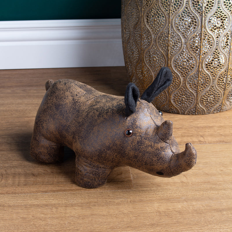 Paoletti Rhino Faux Leather Door Stop in Brown