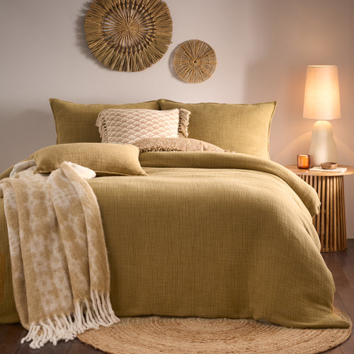 Plain Yellow Bedding - Ribble Acid Washed Duvet Cover Set Honey Yard