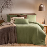 Plain Green Bedding - Ribble Acid Washed Duvet Cover Set Khaki Yard