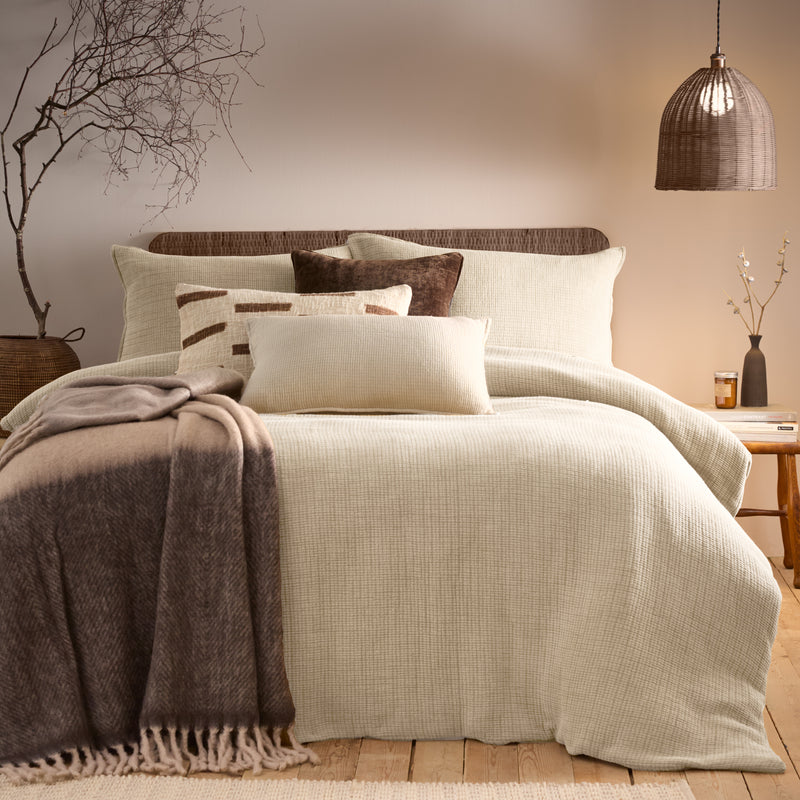 Plain Beige Bedding - Ribble Acid Washed Duvet Cover Set Natural Yard