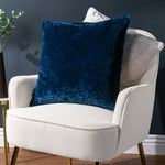 Paoletti Ripple Plush Velvet Cushion Cover in Navy