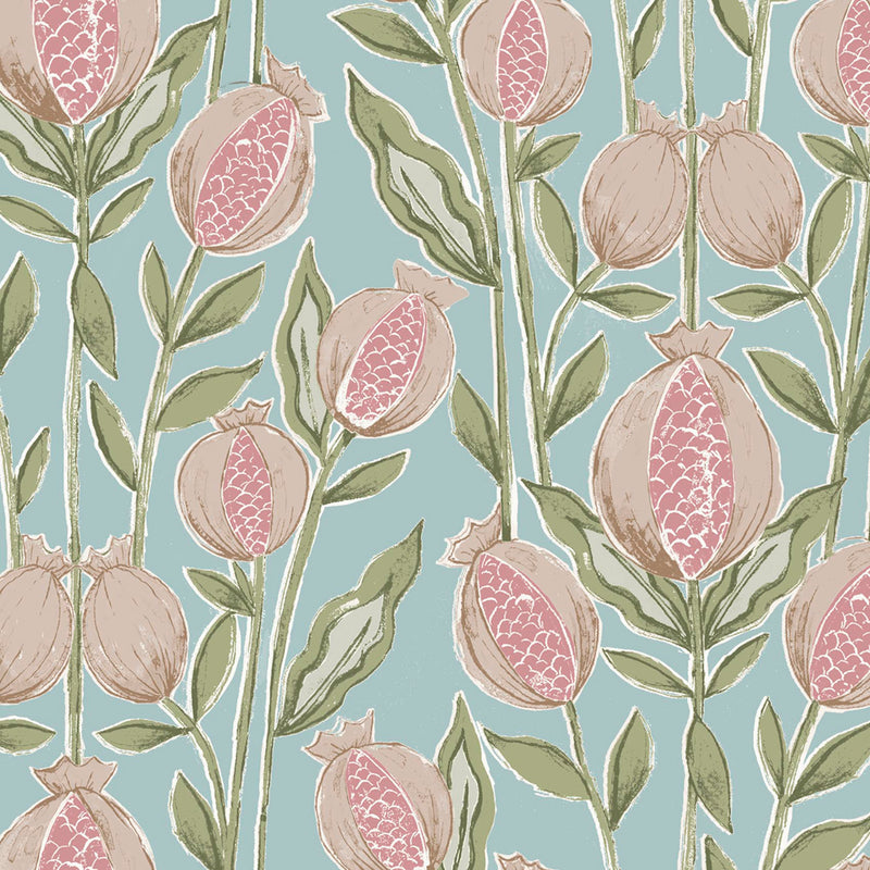 Voyage Maison Rithani Printed Cotton Fabric in Robins Egg