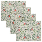 Evans Lichfield Robin Set of 4 Christmas Festive Placemats in Green