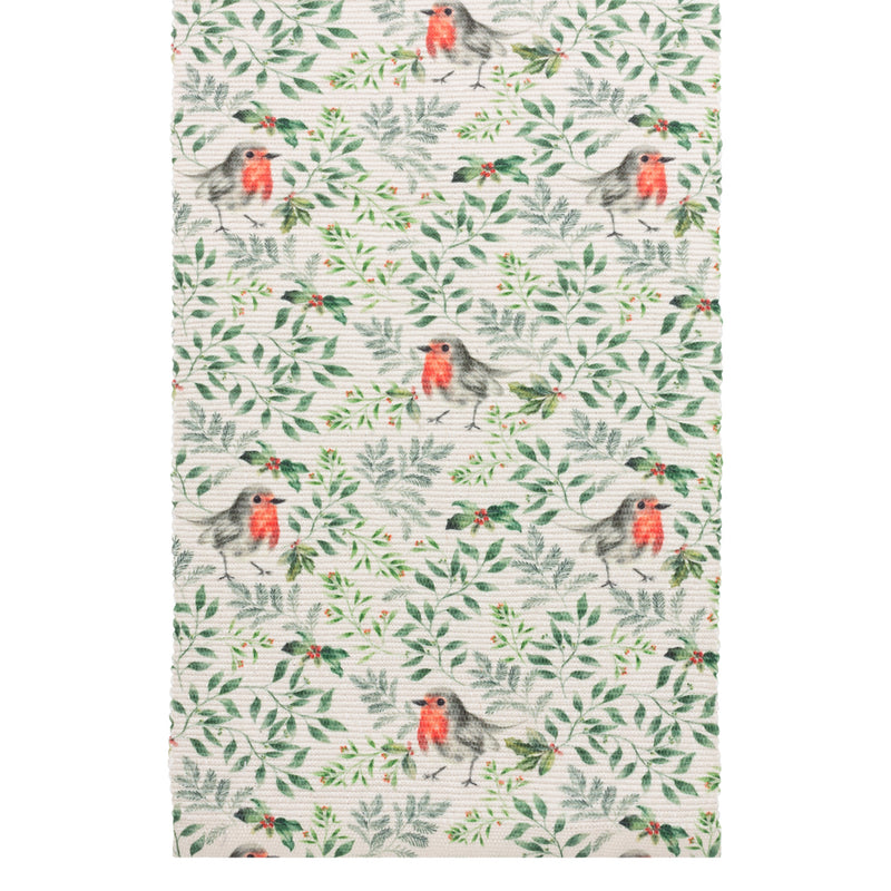 Evans Lichfield Robin Christmas Festive Table Runner in Green