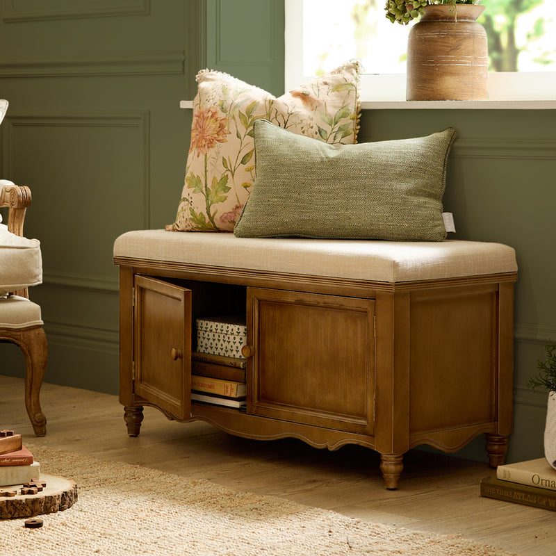 Plain Beige Furniture - Rosalie Wooden Bench Oak Voyage Maison