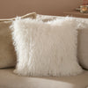 Plain Cream Cushions - Rowan Faux Fur  Cushion Cover Ecru Furn