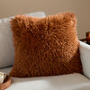 Plain Orange Cushions - Rowan Faux Fur  Cushion Cover Ginger Furn