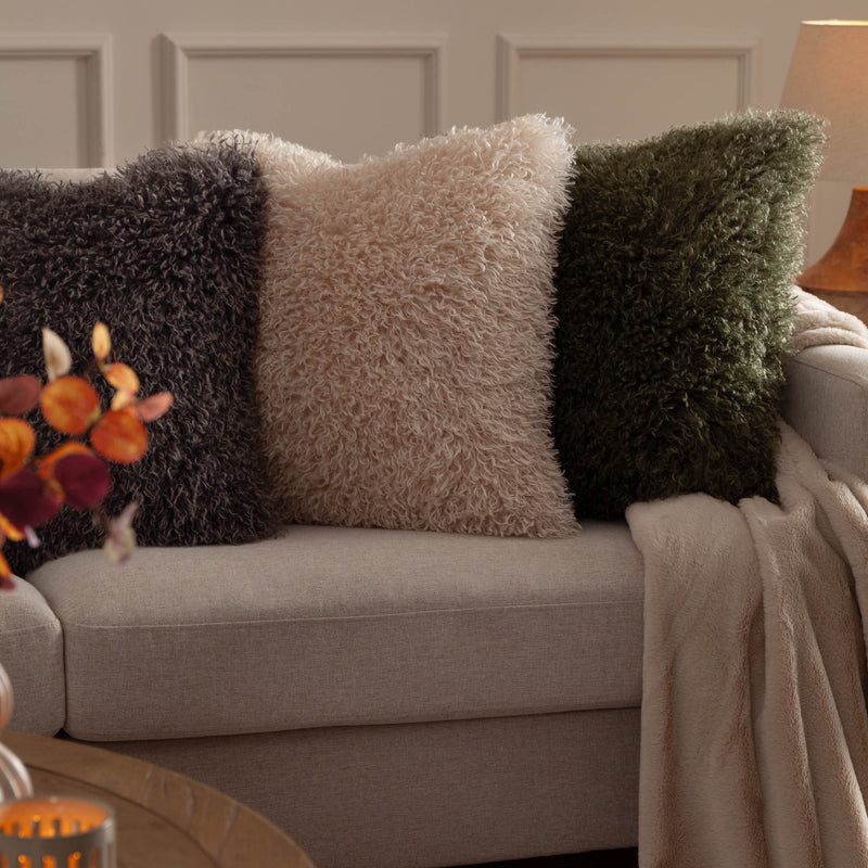 Rowan Faux Fur Cushion Grey