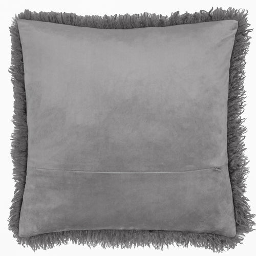Plain Grey Cushions - Rowan Faux Fur  Cushion Cover Grey Furn