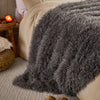Plain Grey Throws  - Rowan Faux Fur  Throw Grey Furn