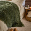 Plain Green Throws  - Rowan Faux Fur  Throw Khaki Furn