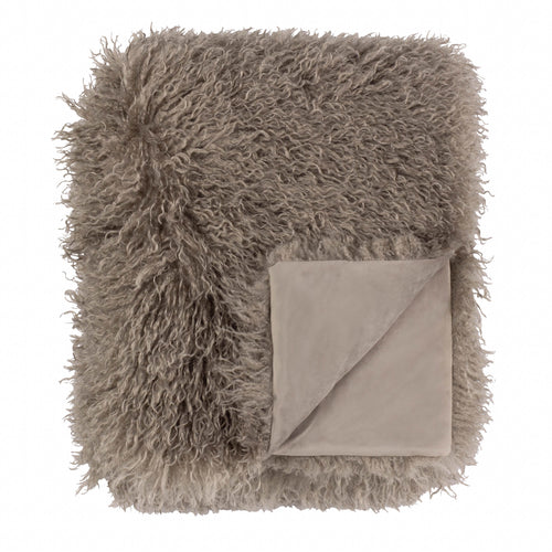 Plain Brown Throws  - Rowan Faux Fur  Throw Mocha Furn