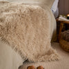 Plain Beige Throws  - Rowan Faux Fur  Throw Natural Furn