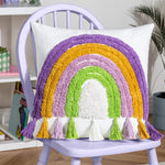 heya home Rainbow Tassels Cotton Tufted Cushion Cover in Multicolour