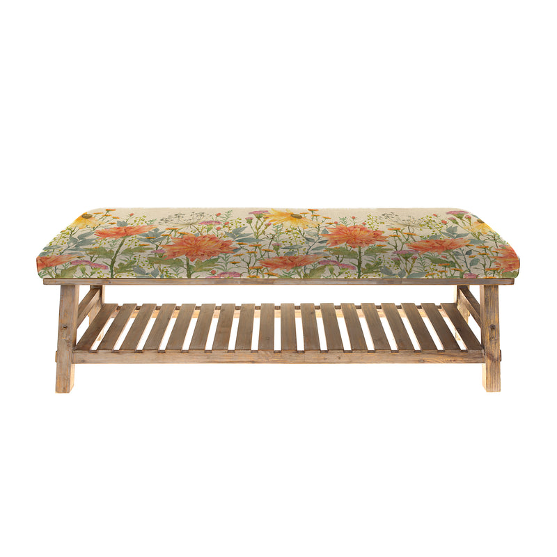 Floral Orange Furniture - Rupert  Bench Delamere Natural Voyage Maison