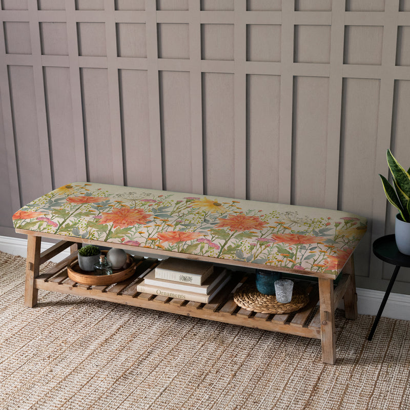 Floral Orange Furniture - Rupert  Bench Delamere Natural Voyage Maison