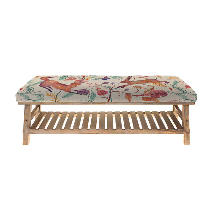 Voyage Maison Rupert Bench in Leaping Into The Fauna Linen