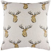 Animal White Cushions - Stag Head Repeat Stag Feather Filled Cushion White Evans Lichfield