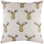 Animal White Cushions - Stag Head Repeat Stag Feather Filled Cushion White Evans Lichfield