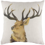 Animal White Cushions - Stag Head Repeat Stag Feather Filled Cushion White Evans Lichfield
