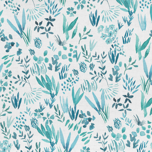 Abstract Blue Fabric - Saana Printed Cotton Fabric (By The Metre) Teal Voyage Maison