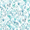 Floral Blue Wallpaper - Saana  1.4m Wide Width Wallpaper (By The Metre) Teal Voyage Maison