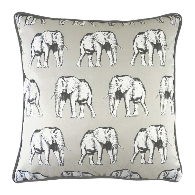 Safari Elephant Repeat Cushion White