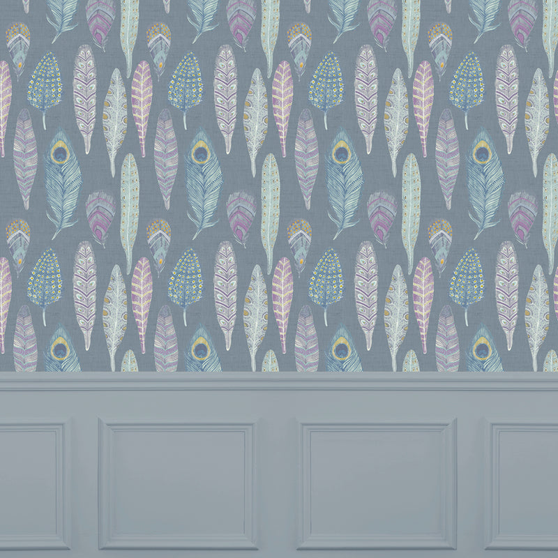 Voyage Maison Samui 1.4m Wide Width Wallpaper in Steel