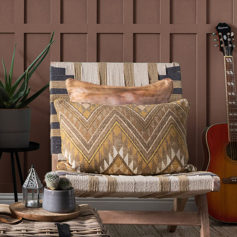 Geometric Brown Cushions - Sandoval Printed Cushion Cover Sepia Voyage Maison