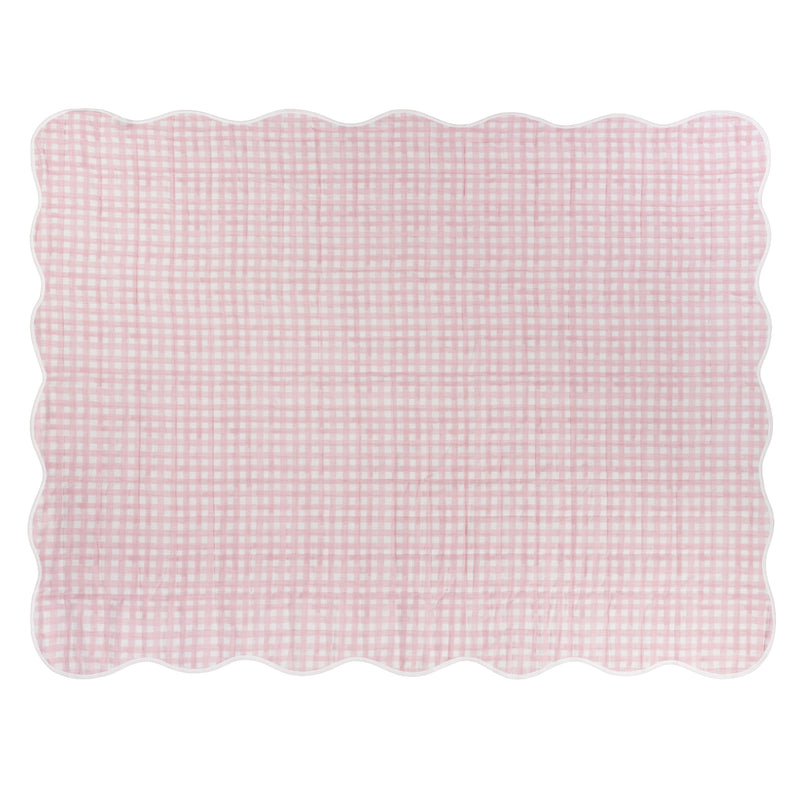 Plain Pink Bedding - Scallop Quilted Bedspread Pink Furn