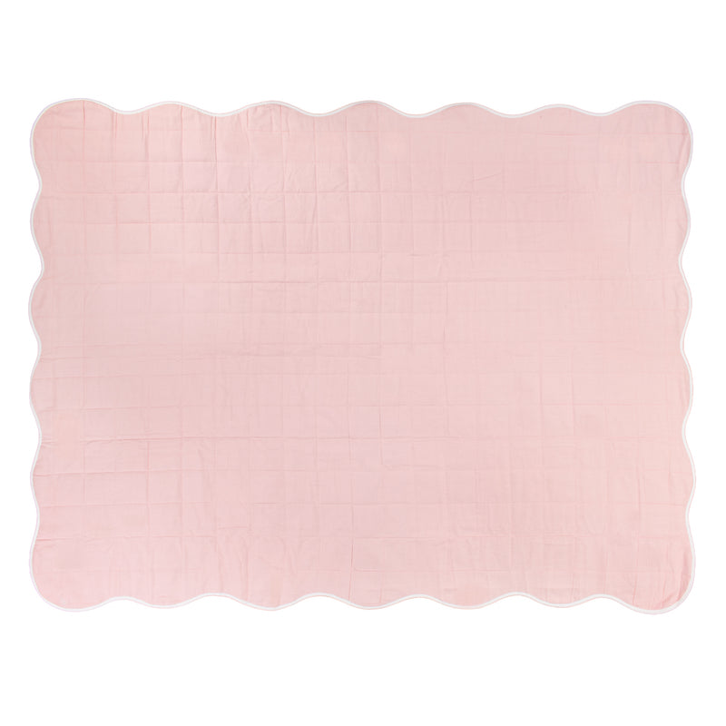 Plain Pink Bedding - Scallop Quilted Bedspread Pink Furn