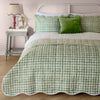Plain Green Bedding - Scallop Quilted Bedspread Sage Furn