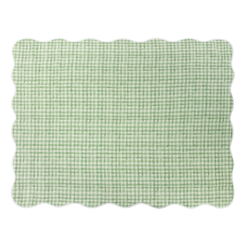 Plain Green Bedding - Scallop Quilted Bedspread Sage Furn