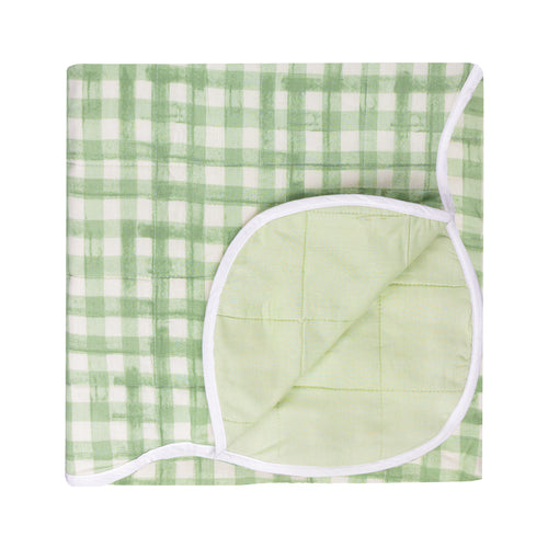 Plain Green Bedding - Scallop Quilted Bedspread Sage Furn