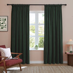 Curtains - Soft Chenille Blackout  Pencil Pleat Curtains Bottle Furn