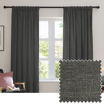  Curtains - Soft Chenille Blackout  Pencil Pleat Curtains Charcoal Furn