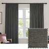 Plain Grey Curtains - Soft Chenille Blackout Pencil Pleat Curtains Charcoal Furn