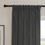  Curtains - Soft Chenille Blackout  Pencil Pleat Curtains Charcoal Furn