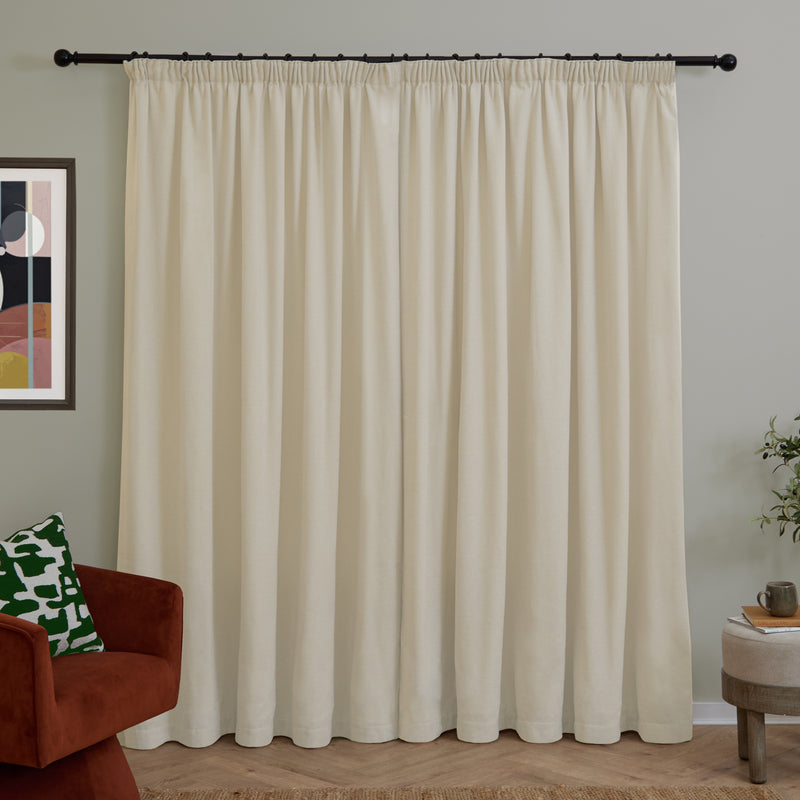  Curtains - Soft Chenille Blackout  Pencil Pleat Curtains Ecru Furn
