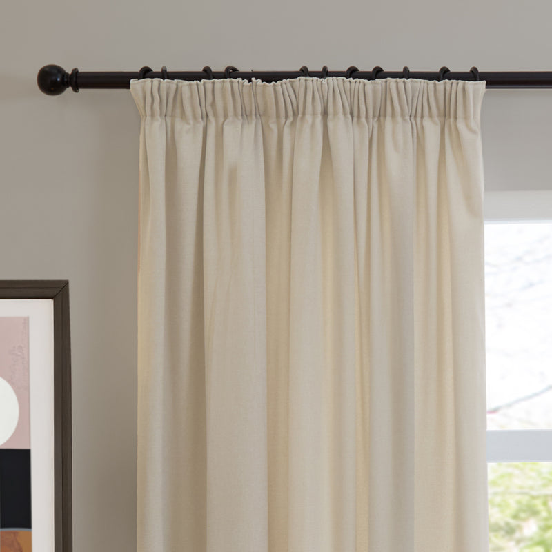  Curtains - Soft Chenille Blackout  Pencil Pleat Curtains Ecru Furn
