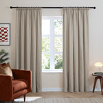 Curtains - Soft Chenille Blackout  Pencil Pleat Curtains Natural Furn