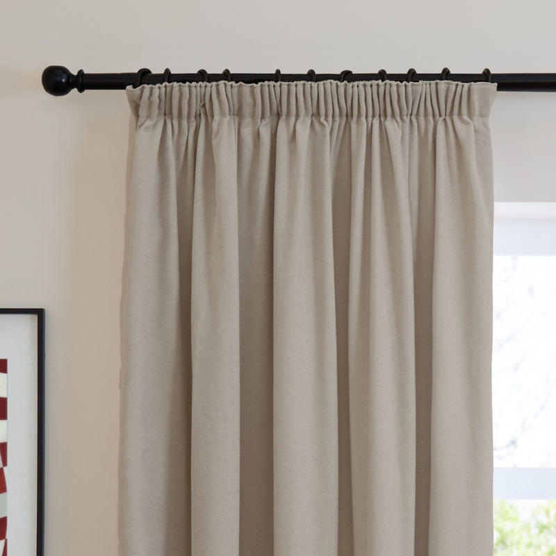  Curtains - Soft Chenille Blackout  Pencil Pleat Curtains Natural Furn