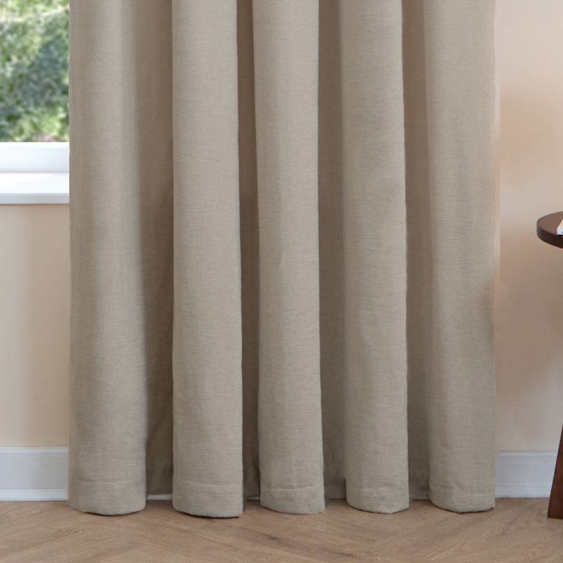  Curtains - Soft Chenille Blackout  Pencil Pleat Curtains Natural Furn