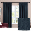 Plain Blue Curtains - Soft Chenille Blackout Pencil Pleat Curtains Navy Furn